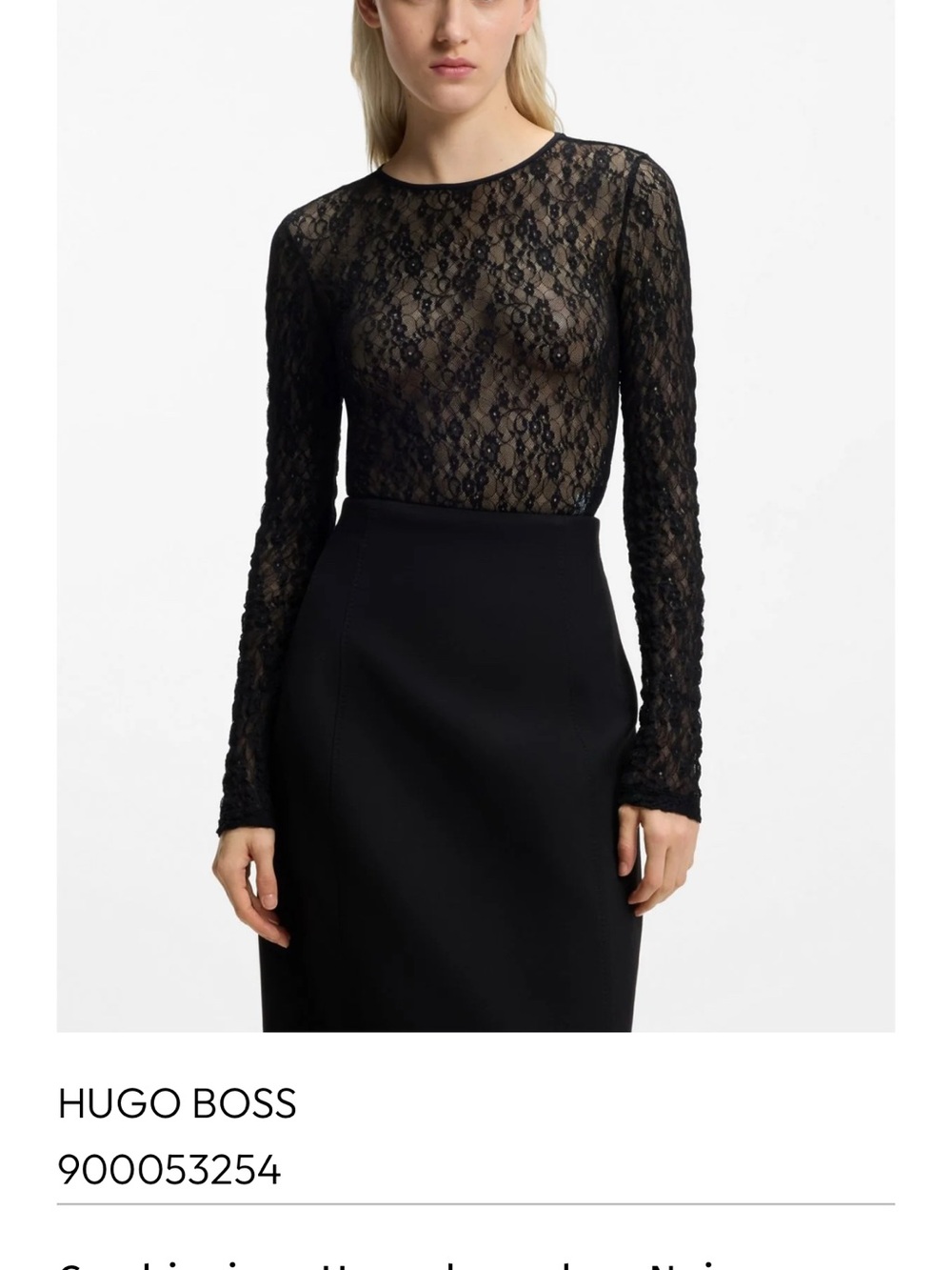 Hugo Boss Black Long-Sleeve Lace Sheer Top

Worn only once